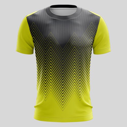 Yellow Linear Pattern Gradient Full Print Roundneck Shirt Thumbnail