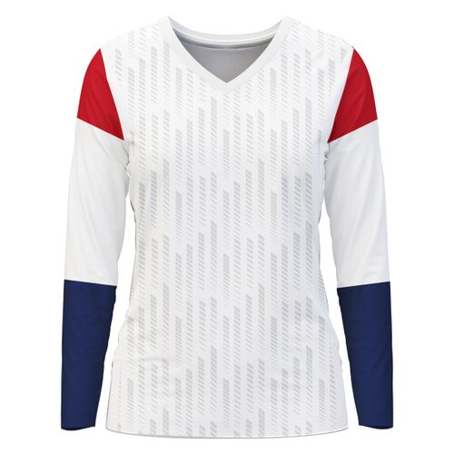 V-neck Long Sleeve Volleyball Jersey Full Print Sublimation Thumbnail