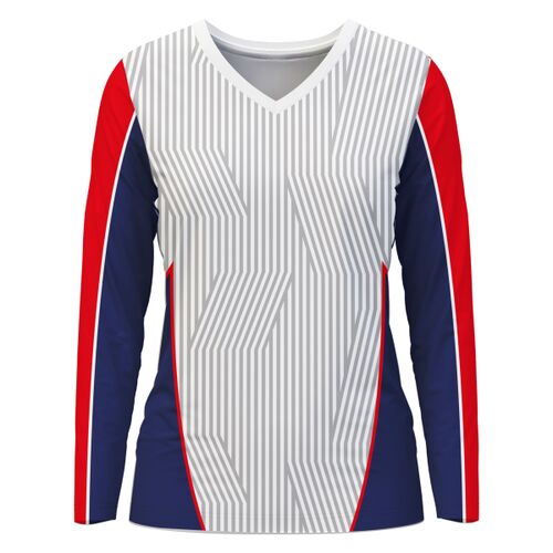 V-neck Long Sleeve Volleyball Jersey Full Print Sublimation Thumbnail