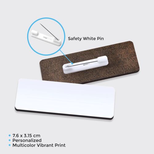 MDF Rectangle Name Tag with Pin Thumbnail