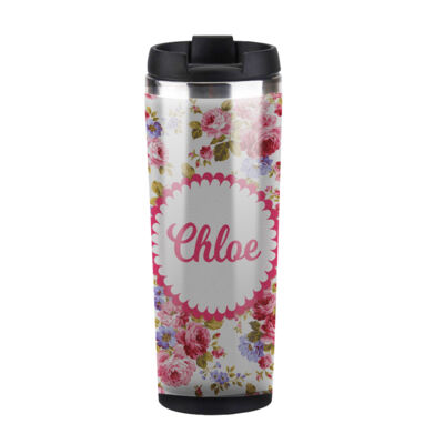 Floral w/ Name Stainless Tumbler Thumbnail