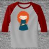Raglan 3/4 Roundneck Shirt (Gray Body) Thumbnail